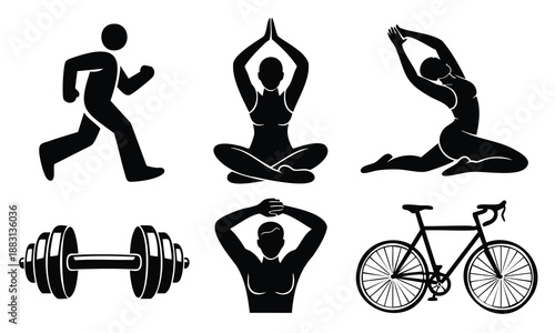 World health day fitness icons bundle for active lifestyle vector