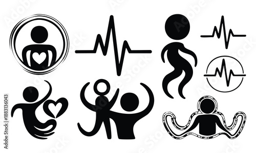 World health day activity icons bundle for fitness and wellbeing vector