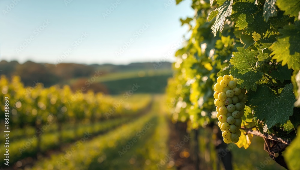 Fototapeta premium Vineyard plants growing in an open countryside environment serving as a layout background, rural scenery for farming visuals