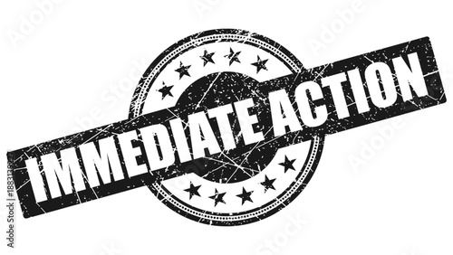 Immediate action stamp with grunge texture