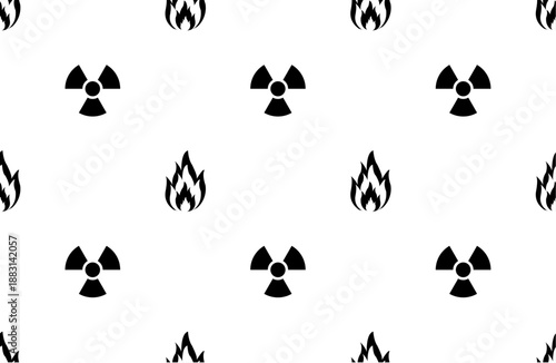 seamless pattern with radioactive and fire
