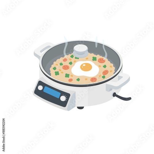 Fried rice  dish of cooked rice fried in oil with various ingredients. Similar dishes are widely found in East and Southeast Asia.