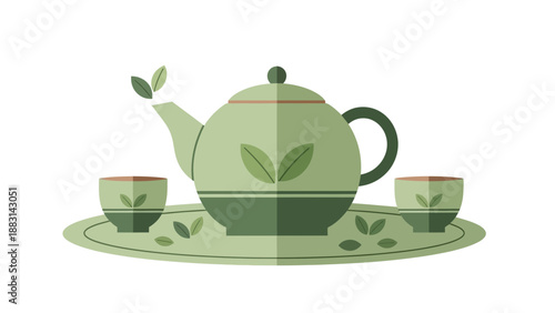 Minimalistic Tea Set Illustration Depicting Tranquility And A Sense Of Serenity