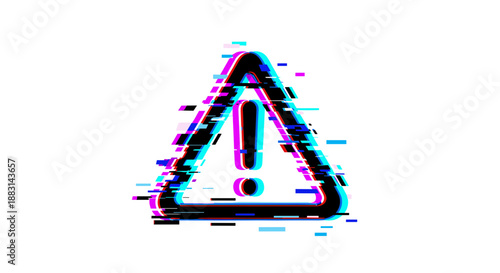 Glitchy warning sign icon symbol.