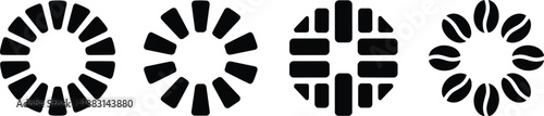 Set of black loading spinner and circular progress icons, isolated buffering, refresh and activity indicators for web, apps, UI design and digital interfaces