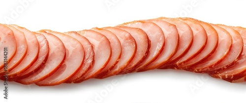 Isolated Sliced Boiled Ham Against White Background © AkuAku