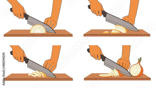 Onion Slicing: Illustrated Step-by-Step Guide for Culinary Food Preparation