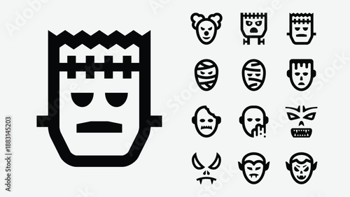 Monsters and fantasy creatures icons set