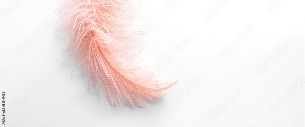 Obraz premium Pink feather, big size, on white backdrop