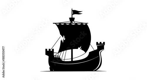 Medieval sailing ship silhouette.