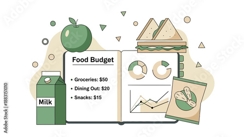 Planning The Food Budget With Apple Milk Sandwich And Snacks For Healthy Eating