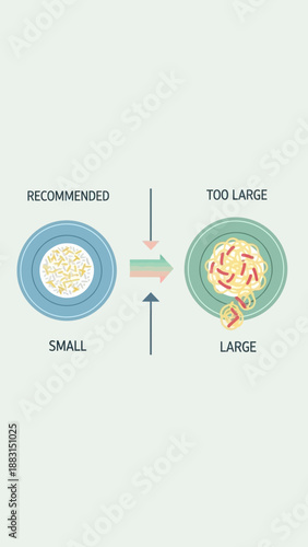 Portion Control Guidelines Showing Healthy Small Versus Overly Large Meal Sizes