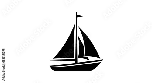 Sailboat Icon Black and White.