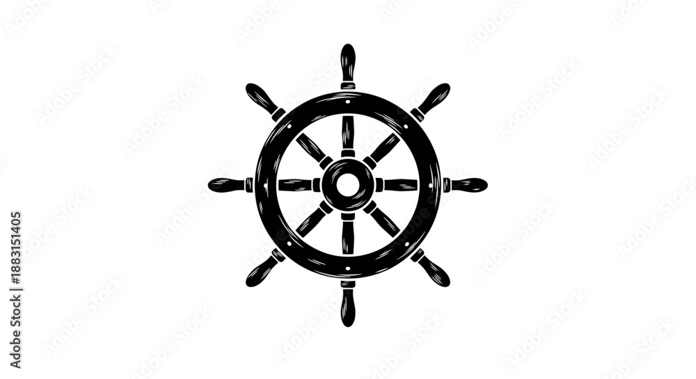 Obraz premium Ship Steering Wheel Illustration.