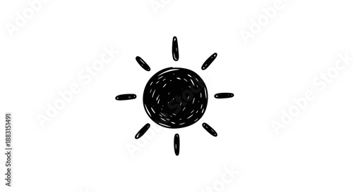 Simple black sun icon symbol.