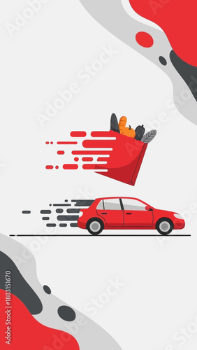 Rapid Grocery Delivery Concept Depicting Fast Transportation Of Food Items To Customers Swiftly