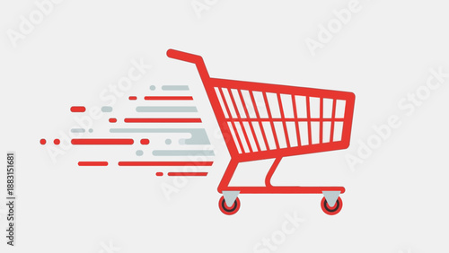 Rapid Shopping Cart Symbolizing Speedy Purchases and Express Retail Services