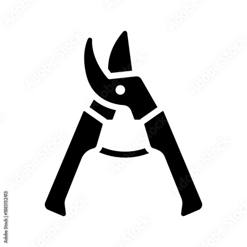 Gardening plant cutter pruning shears solid glyph icon
