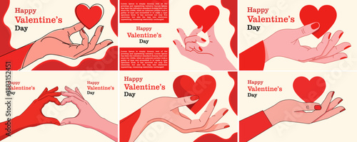 Love in the details an array of artistic illustrations featuring hands and hearts, perfect for expressing love and affection on Valentine's Day.