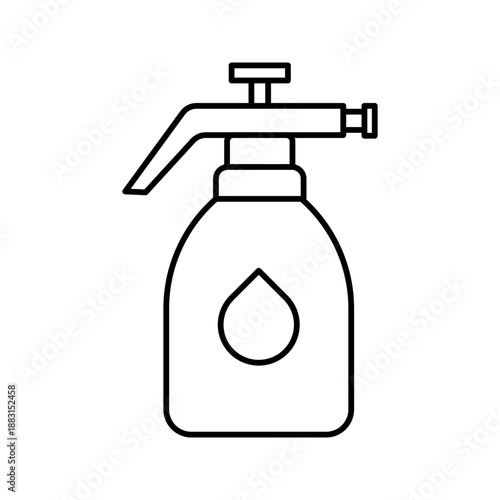 Gardening pressure spray pump bottle line art icon
