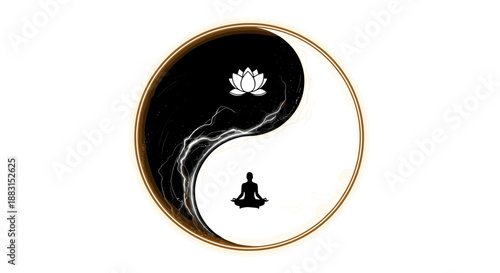 Yin Yang Lotus Meditation Symbol.