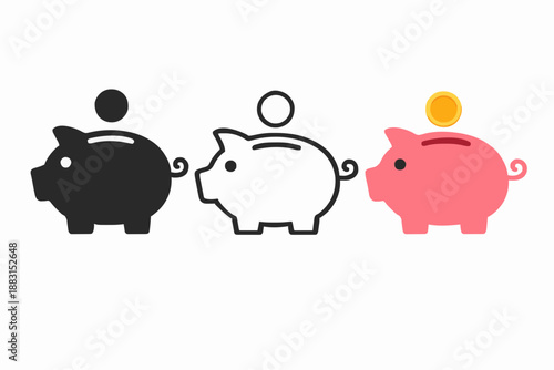 Simple Piggy Bank Icons