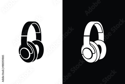 Headphones music technology vector icon silhouette illustration sound audio device accessory