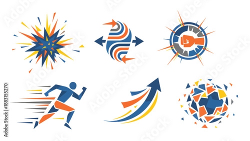 Dynamic Abstract Sport Energy Icons Set