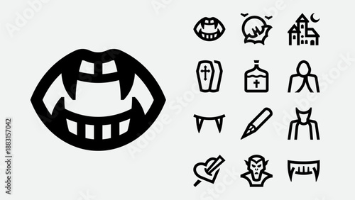 Vampire elements and Halloween gothic icons set