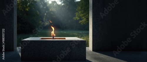 Concrete Encasement Illuminated by Eternal Flame