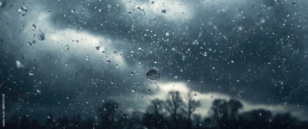 Obraz premium Falling hail made of solid ice particles