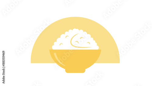 Simple Illustration Of A Rice Bowl, Minimalist Design, Ideal For Food Related Projects