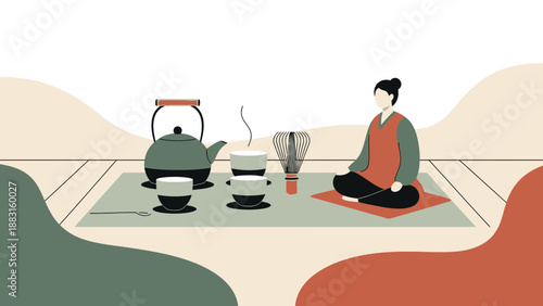Serene Tea Ceremony: A Moment of Tranquility and Focused Contemplation