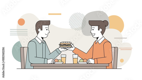 Sharing A Sandwich: Friends Enjoying Lunch And Connecting In A Relaxed Setting