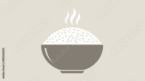Steaming Rice in a Bowl Illustration Depicting a Comforting Culinary Creation