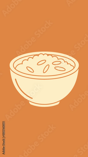 Simple Illustration Of a Bowl Filled With Grains and Seeds Against an Orange Backdrop