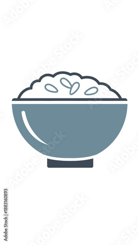 Simple Illustration Of A Bowl Filled With Savory, Cooked Grains, Fresh And Delicious