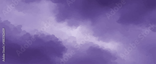 Abstract Purple Watercolor Vector Background with Ethereal Cloudy Texture and Deep Violet Hues