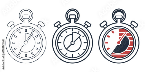 Stopwatch Icon Set – Timer and Time Measurement Vector Icons Bundle.

