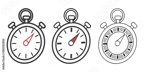 Stopwatch Icon Set – Timer and Time Measurement Vector Icons Bundle.

