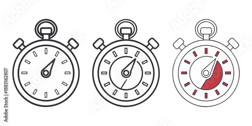 Stopwatch Icon Set – Timer and Time Measurement Vector Icons Bundle.

