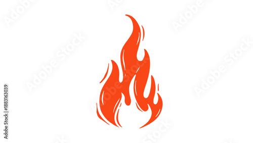 A stylized orange and red flame graphic with a white background, representing heat, fire, or energy.