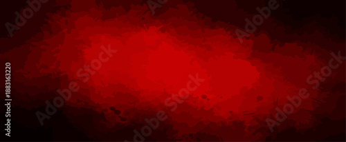 Dark Red Grunge Watercolor Texture Abstract Vector Background with Central Bright Crimson Spotlight Effect