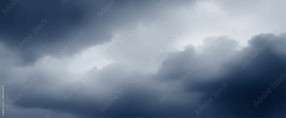 Obraz premium Dramatic Vector Sky Background with Moody Storm Clouds and Dark Blue Tones
