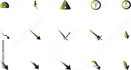 Green downward trending arrow decline vector illustration flat design graphic