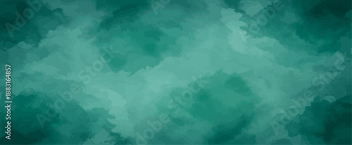 Deep Teal and Turquoise Watercolor Texture Background Vector Abstract Art Wash