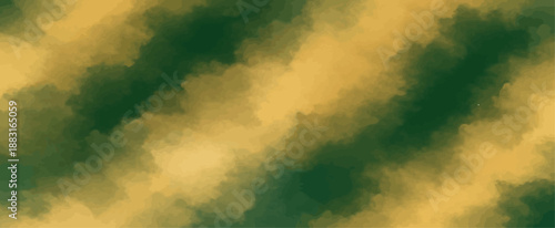 Abstract watercolor background in deep forest green and golden yellow camouflage texture
