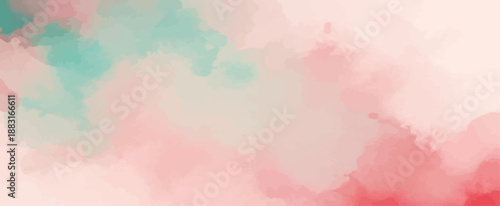Soft Watercolor Background Abstract Vector Texture in Pastel Pink and Teal Colors for Artistic Design and Wall Art