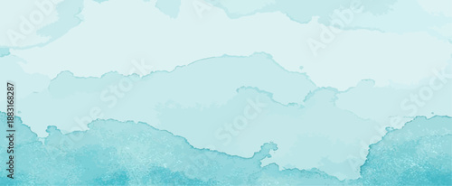 Abstract light blue turquoise watercolor background with fluid wash texture and soft gradient