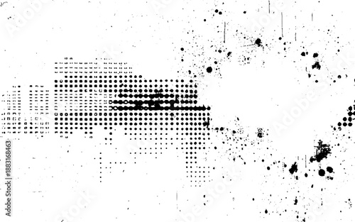Creative Grunge Halftone Pattern Design. Ink Splash Halftone Grunge Texture